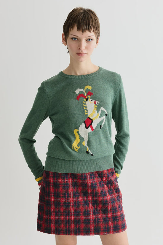 Louche Bly Green Circus Pony Intarsia Jumper