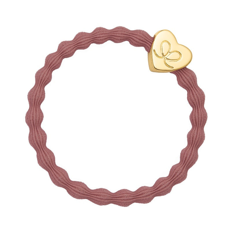 By Eloise Bangle Band Gold Heart Champagne Pink