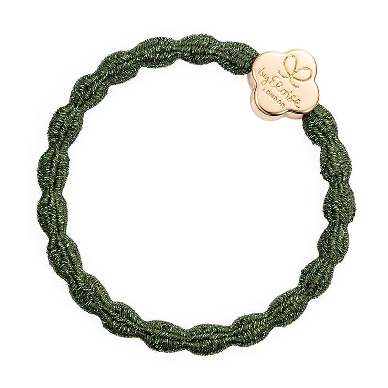 By Eloise Bangle Band Metallic Gold Quatrefoil Chive Green