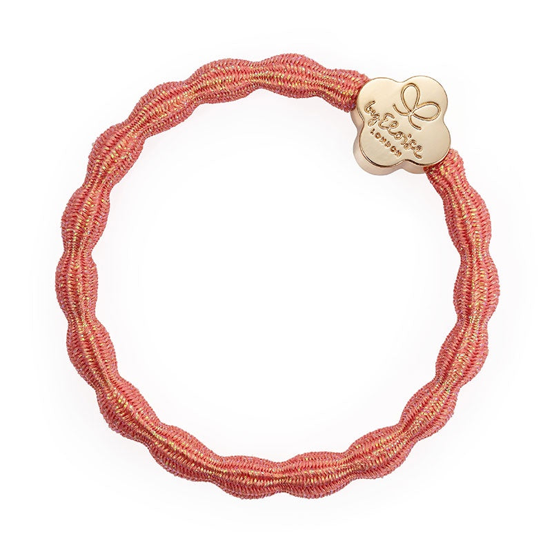 By Eloise Bangle Band Gold Quatrefoil Metallic Coral Pink