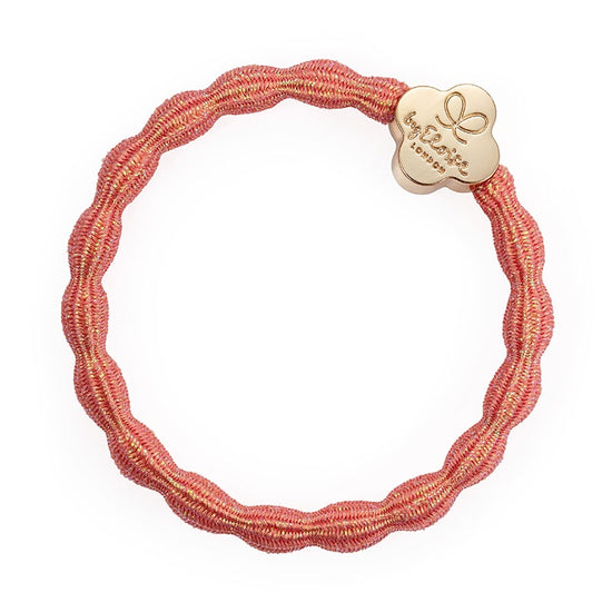 By Eloise Bangle Band Gold Quatrefoil Metallic Coral Pink