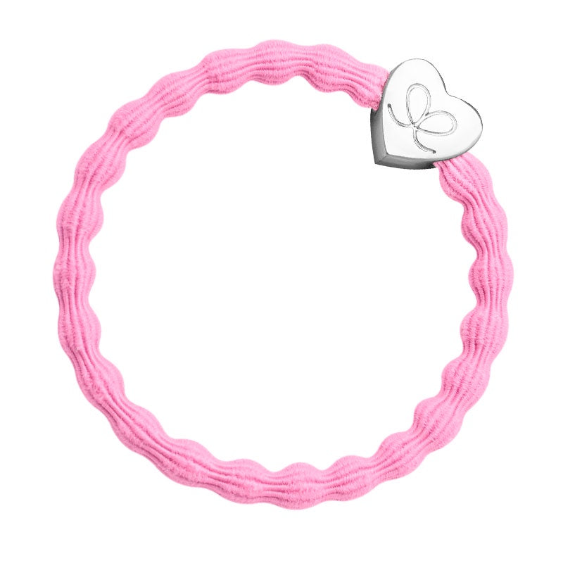 By Eloise Bangle Band | Silver Heart Neon Pink