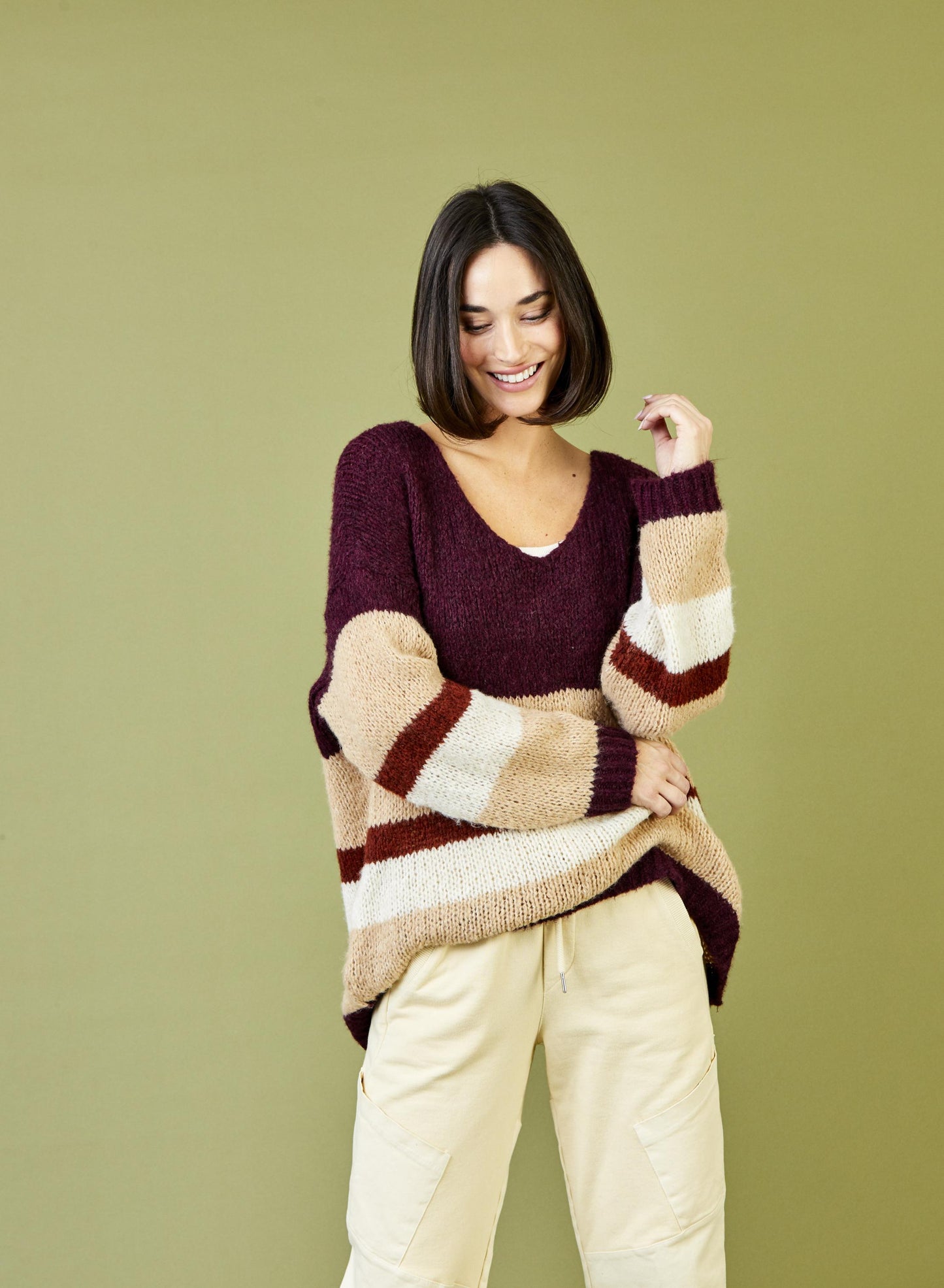 Suzy D London Fergal Soft Knit with Stripe Detail
