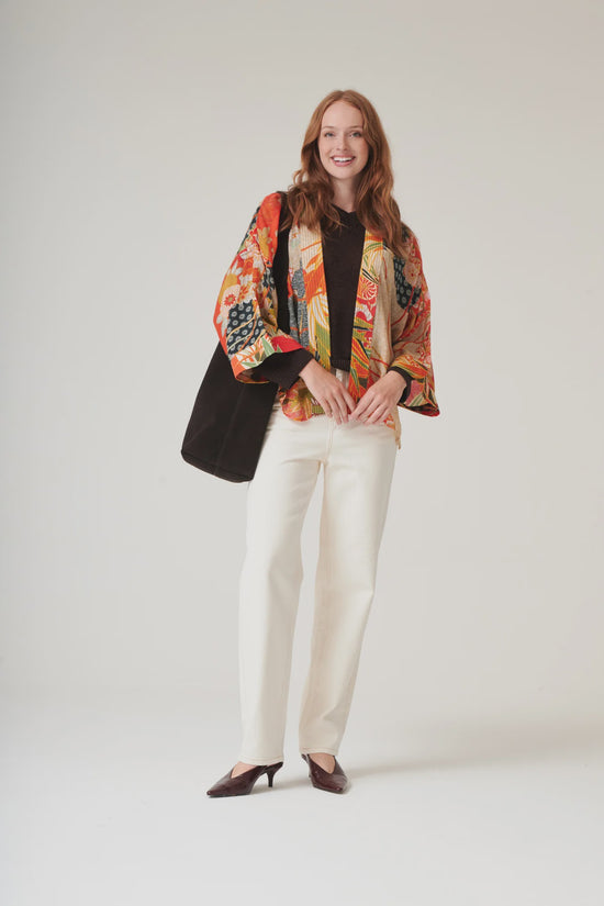 One Hundred Stars Fans Scarlet Kimono