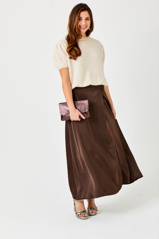 Suzy D Grenada Satin Floaty Maxi Skirt