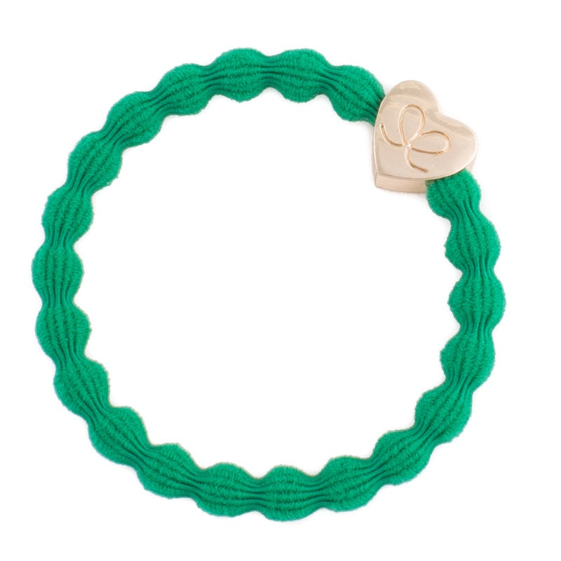 By Eloise Bangle Band Gold Heart Emerald Green