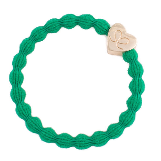 By Eloise Bangle Band Gold Heart Emerald Green