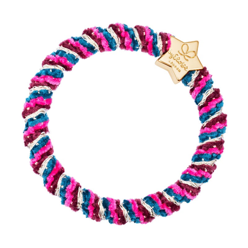 By Eloise Bangle Band Gold Star Woven Velvet Berry