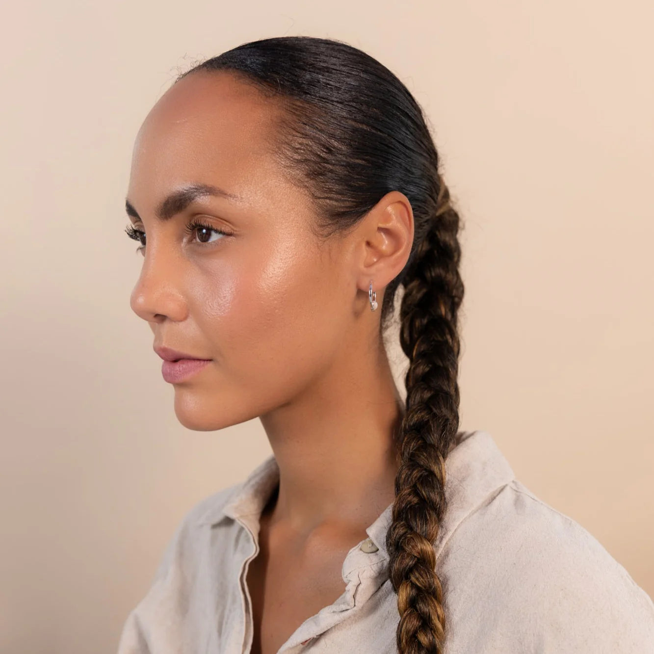 Vurchoo Studs of Hope Heart Hoop Earrings Silver Pink Opal - Precious Sparkle