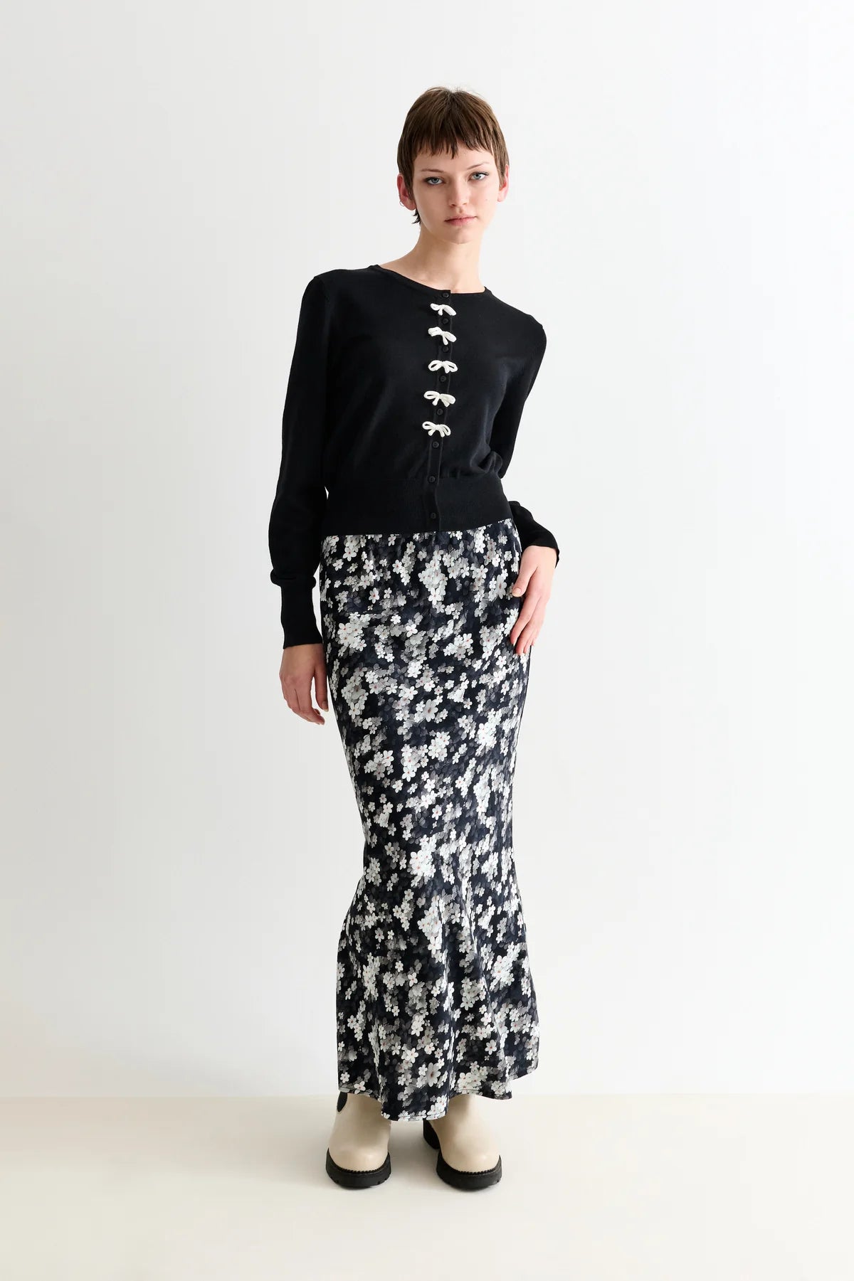 Louche Ives Bow Trimmed Cardigan Black