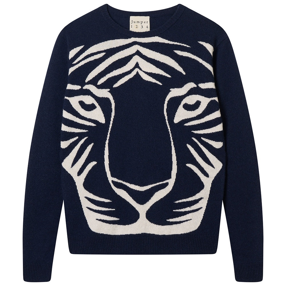 Jumper1234 Cashmere Wool Tiger Crew Navy Angel