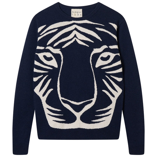 Jumper1234 Cashmere Wool Tiger Crew Navy Angel