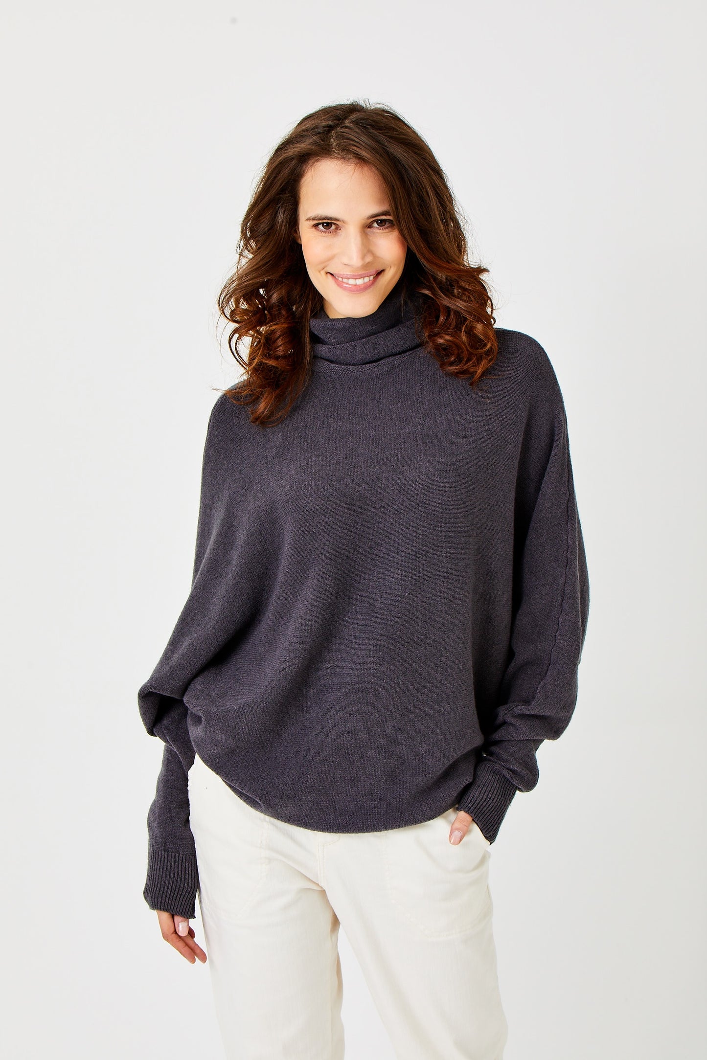 Suzy D Lane Loose Fit Polo Neck Knit