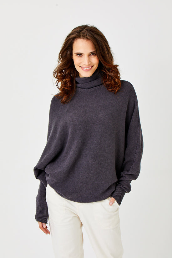 Suzy D Lane Loose Fit Polo Neck Knit