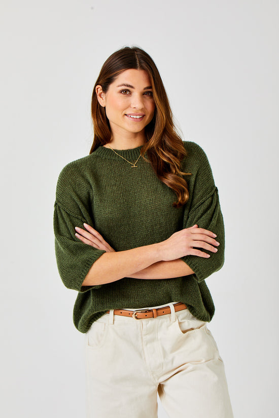 Suzy D Lara Fluffy Boxy Knit Mid Length Sleeve