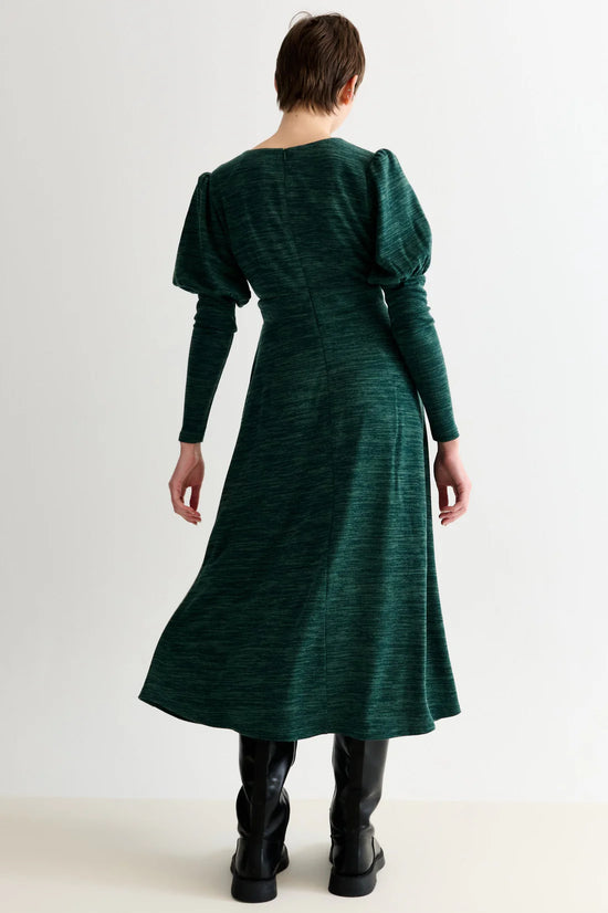 Louche Moa Marl Puff Midi Dress Green