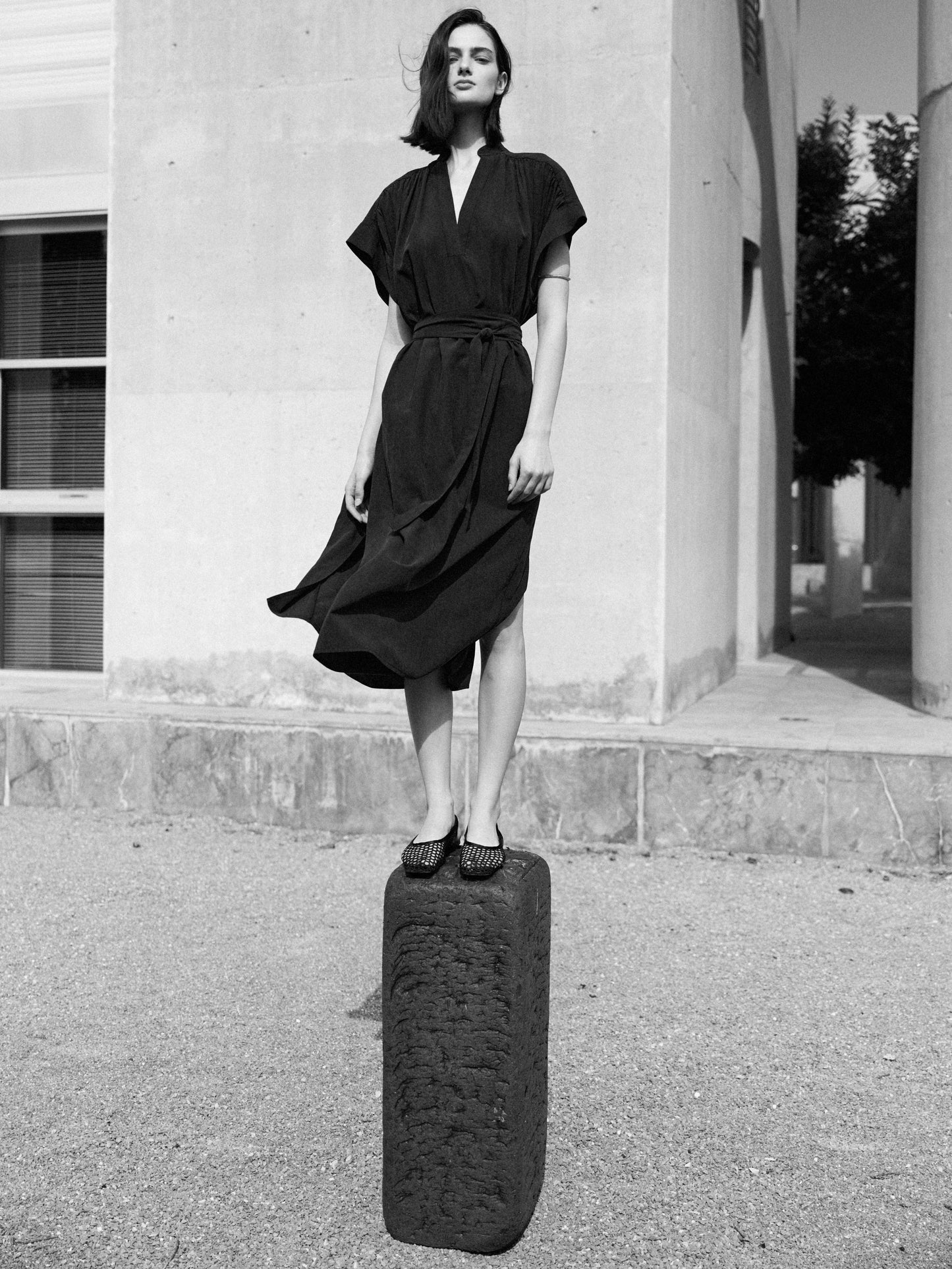 Milla Wrap Dress Charcoal - Precious Sparkle