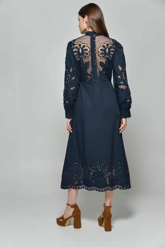 Hartwell Patricia Navy Embroidered Dress - Precious Sparkle
