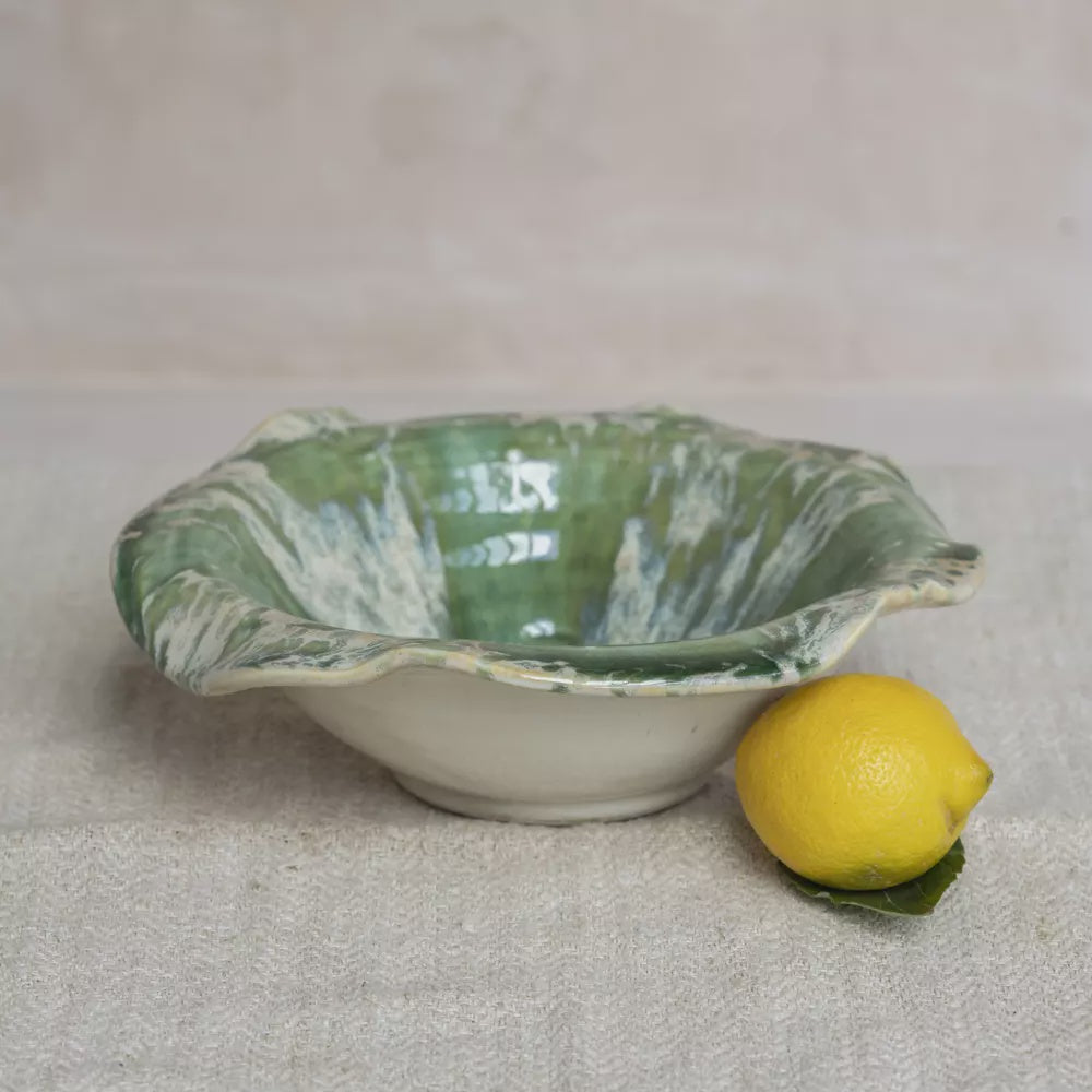 Glazed Bowl Green Stripe - Precious Sparkle
