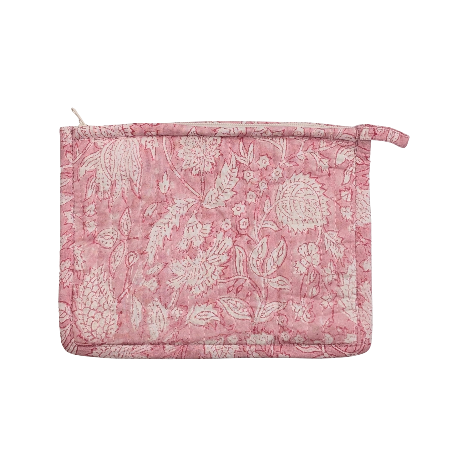 Pink Floral Block Print Quilted Medium Purse - Precious Sparkle
