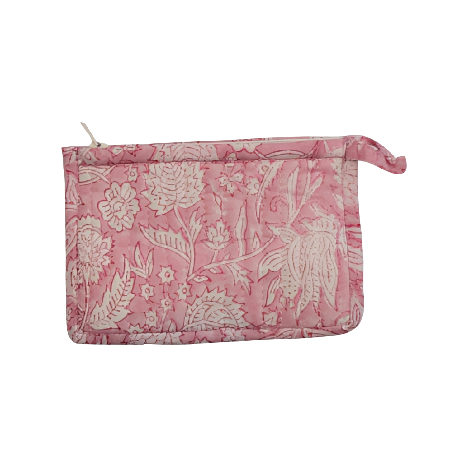 Pink Floral Block Print Quilted Small Purse - Precious Sparkle