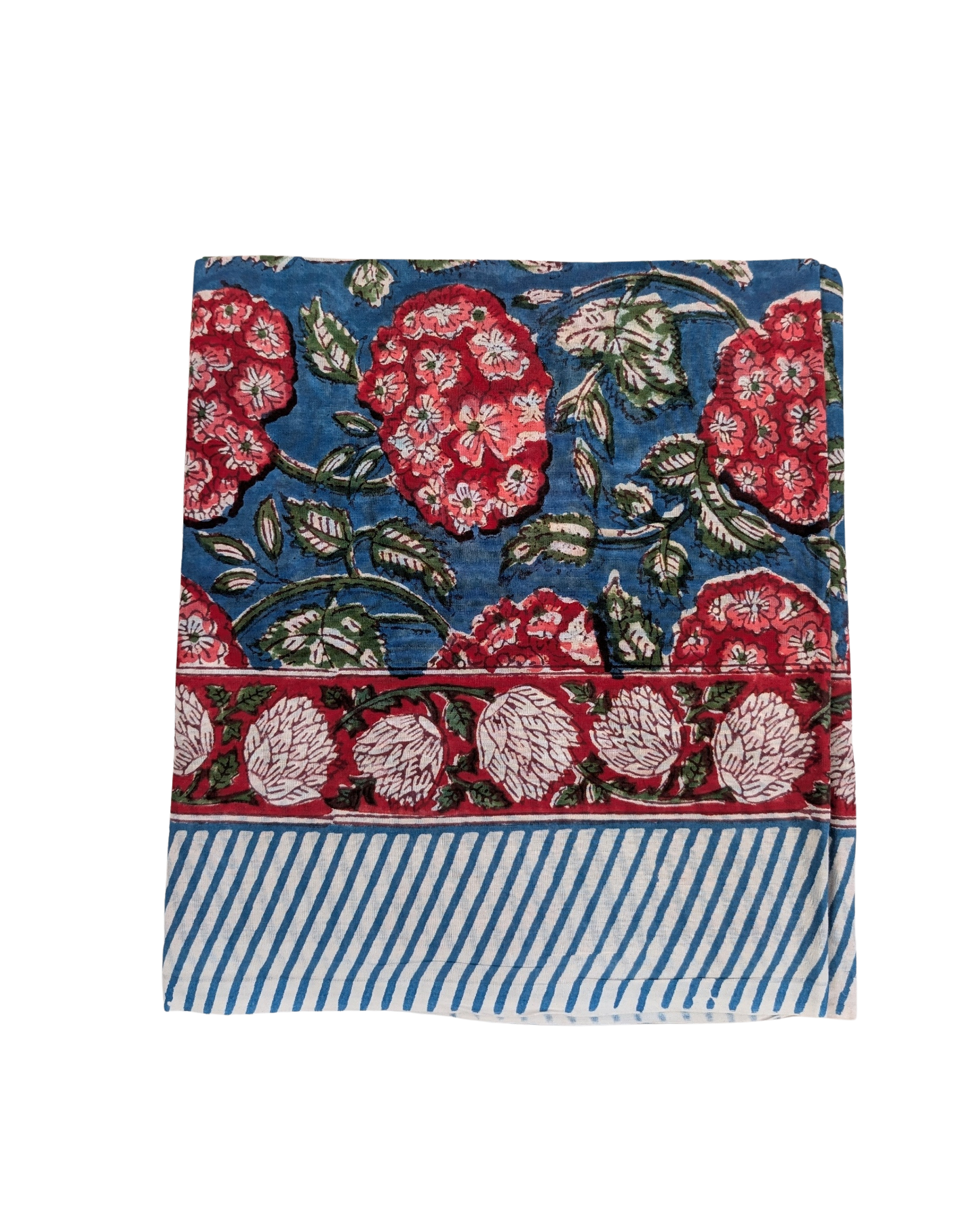 Red/Blue Rhododendron Block Print Cotton Sarong Scarf
