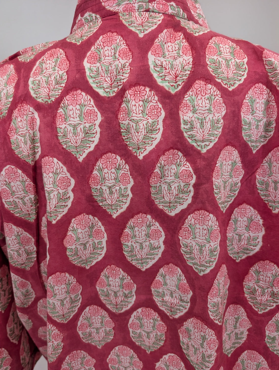 Raspberry Pink Cotton Kimono Jacket Indian Block Printed