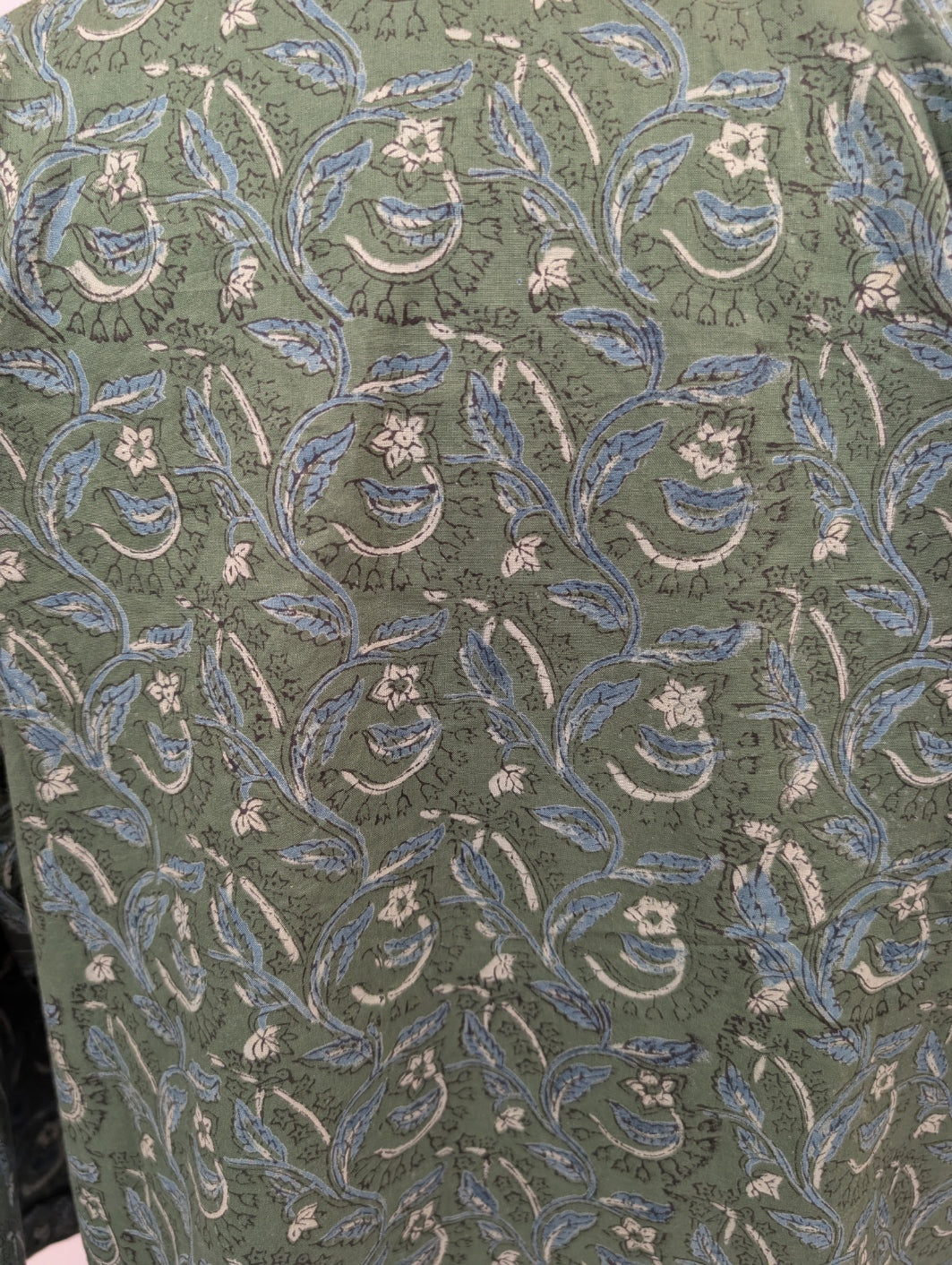 Forest Green Cotton Kimono Jacket Indian Block Printed