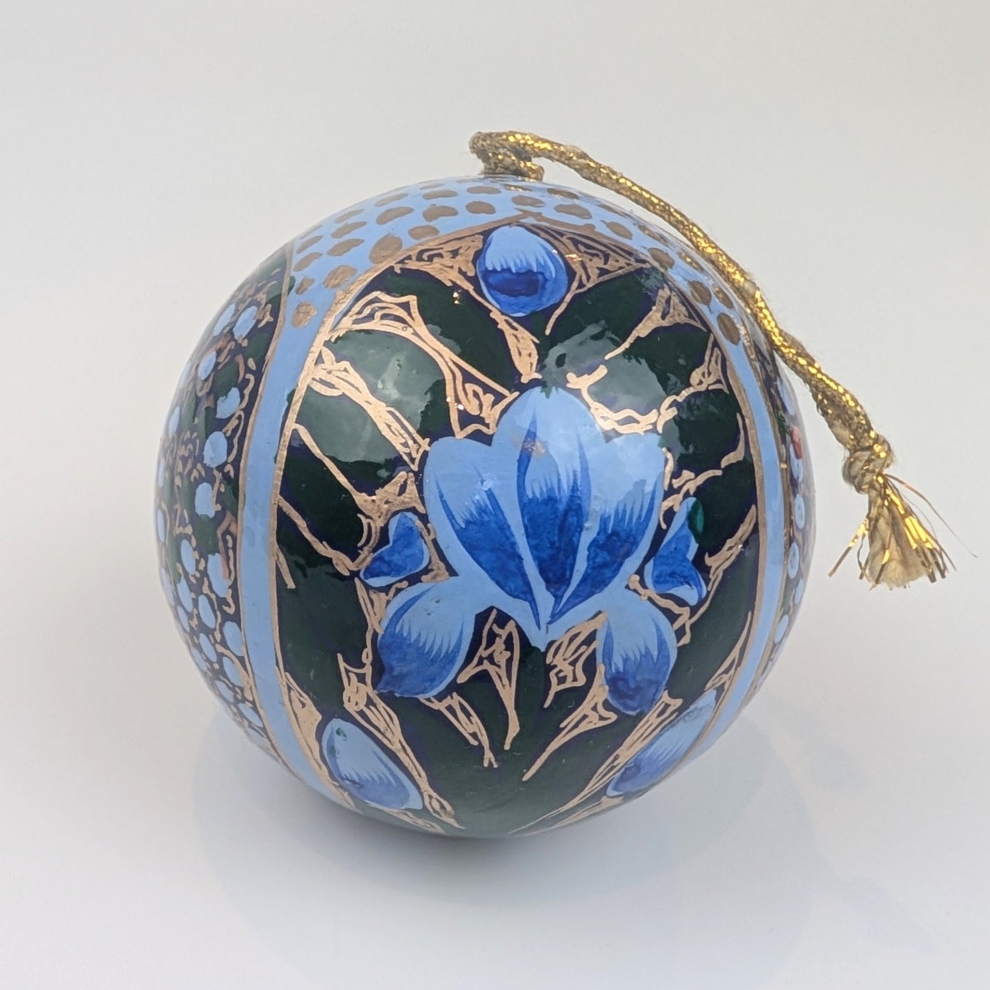 Fairtrade Papier Mache Hand Painted Christmas Bauble Blue - Precious Sparkle