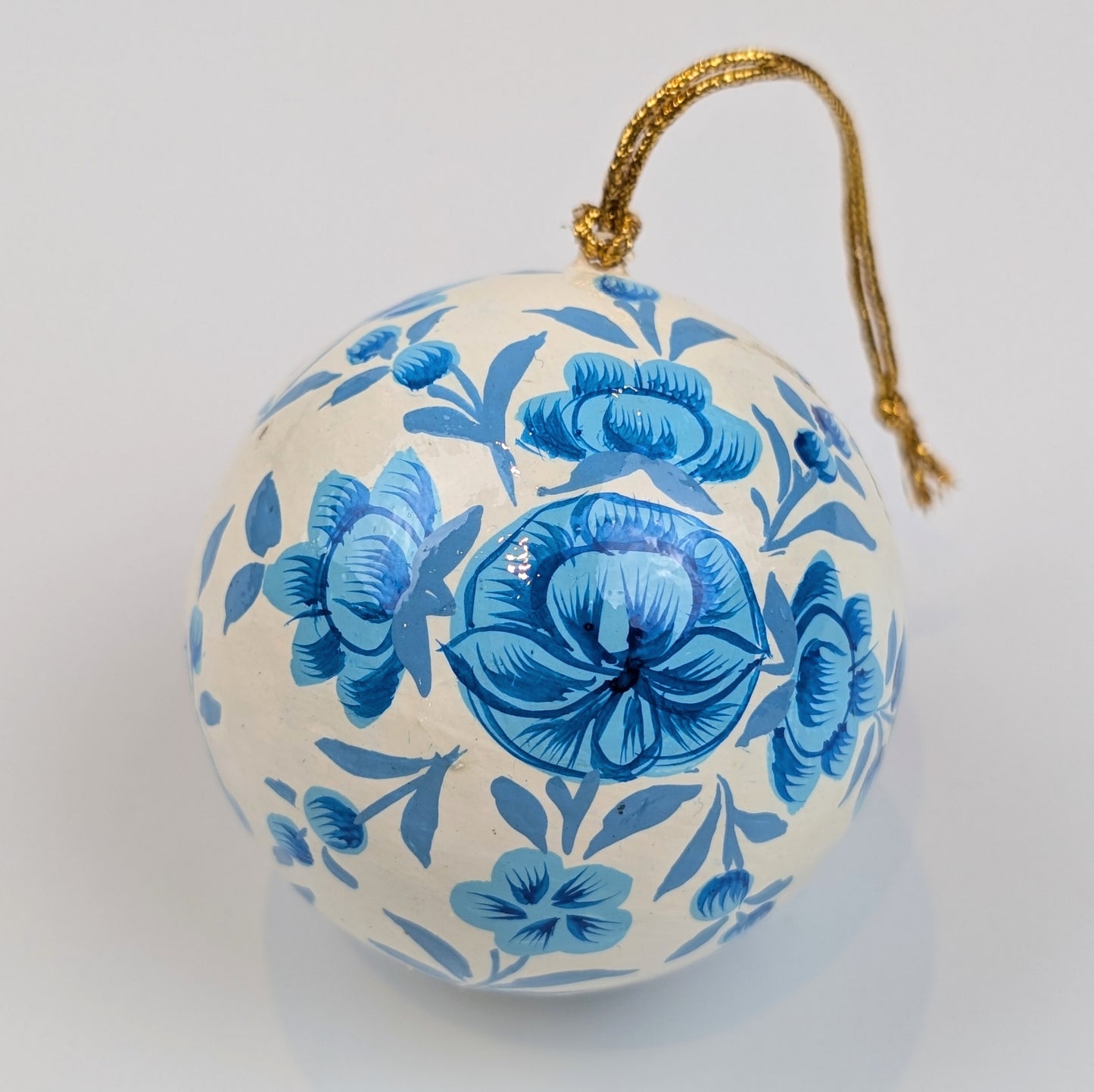 Fairtrade Papier Mache Hand Painted Christmas Bauble White - Precious Sparkle