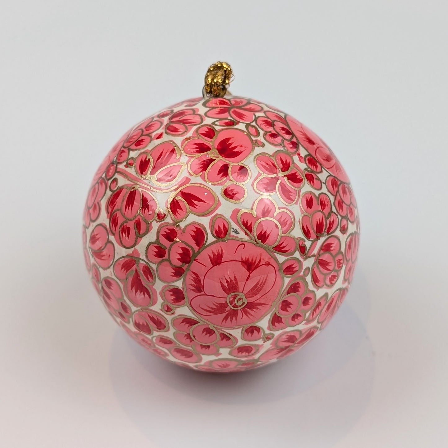 Fairtrade Papier Mache Hand Painted Christmas Bauble Pink - Precious Sparkle