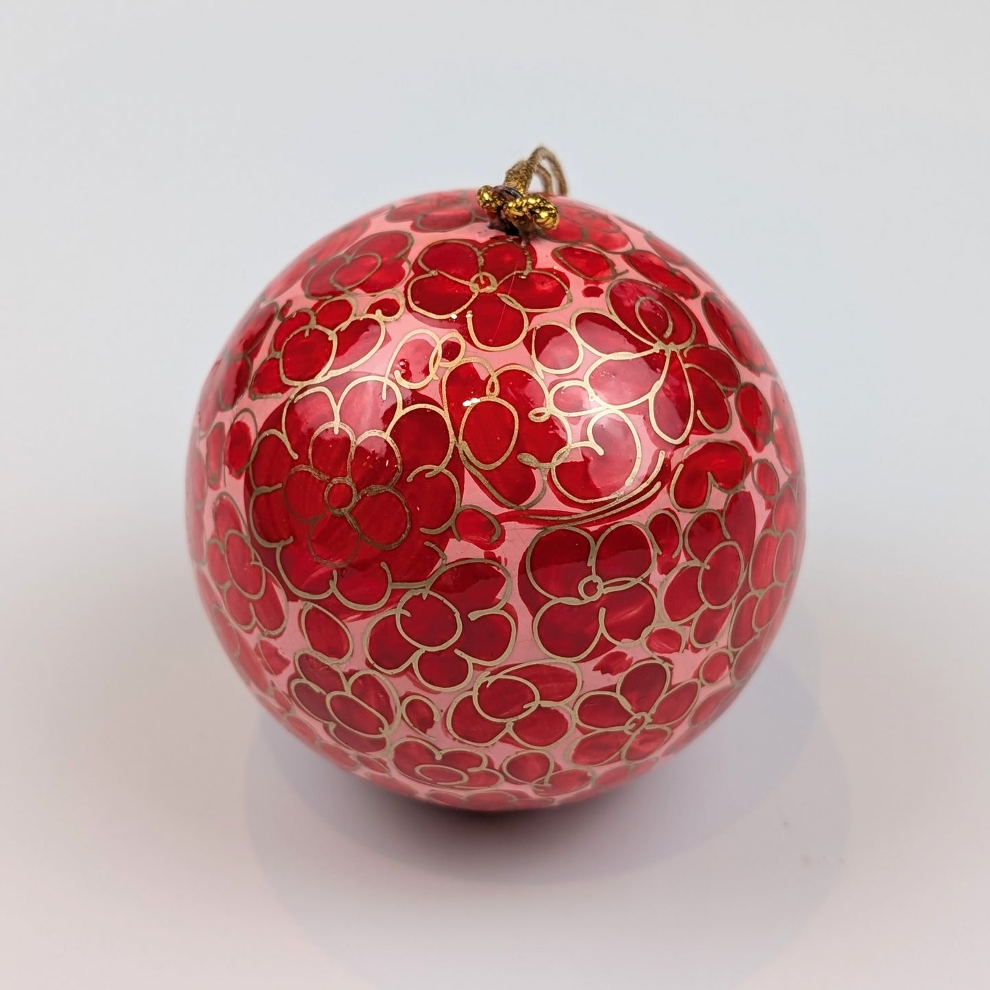 Fairtrade Papier Mache Hand Painted Christmas Bauble Red Pink - Precious Sparkle