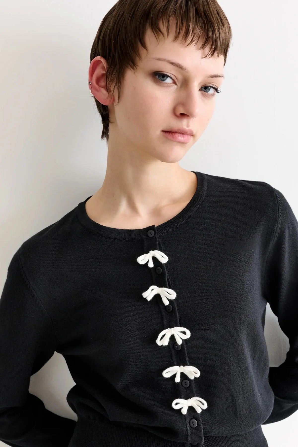 Louche Ives Bow Trimmed Cardigan Black