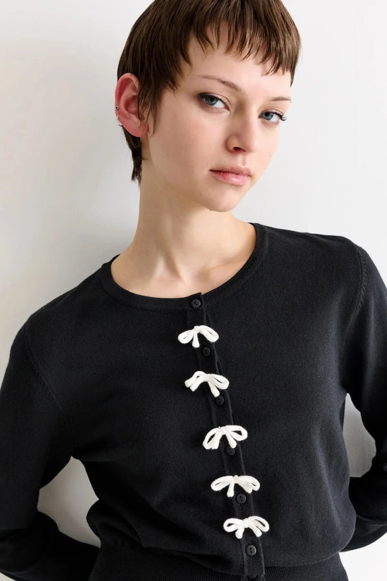 Louche Ives Bow Trimmed Cardigan Black
