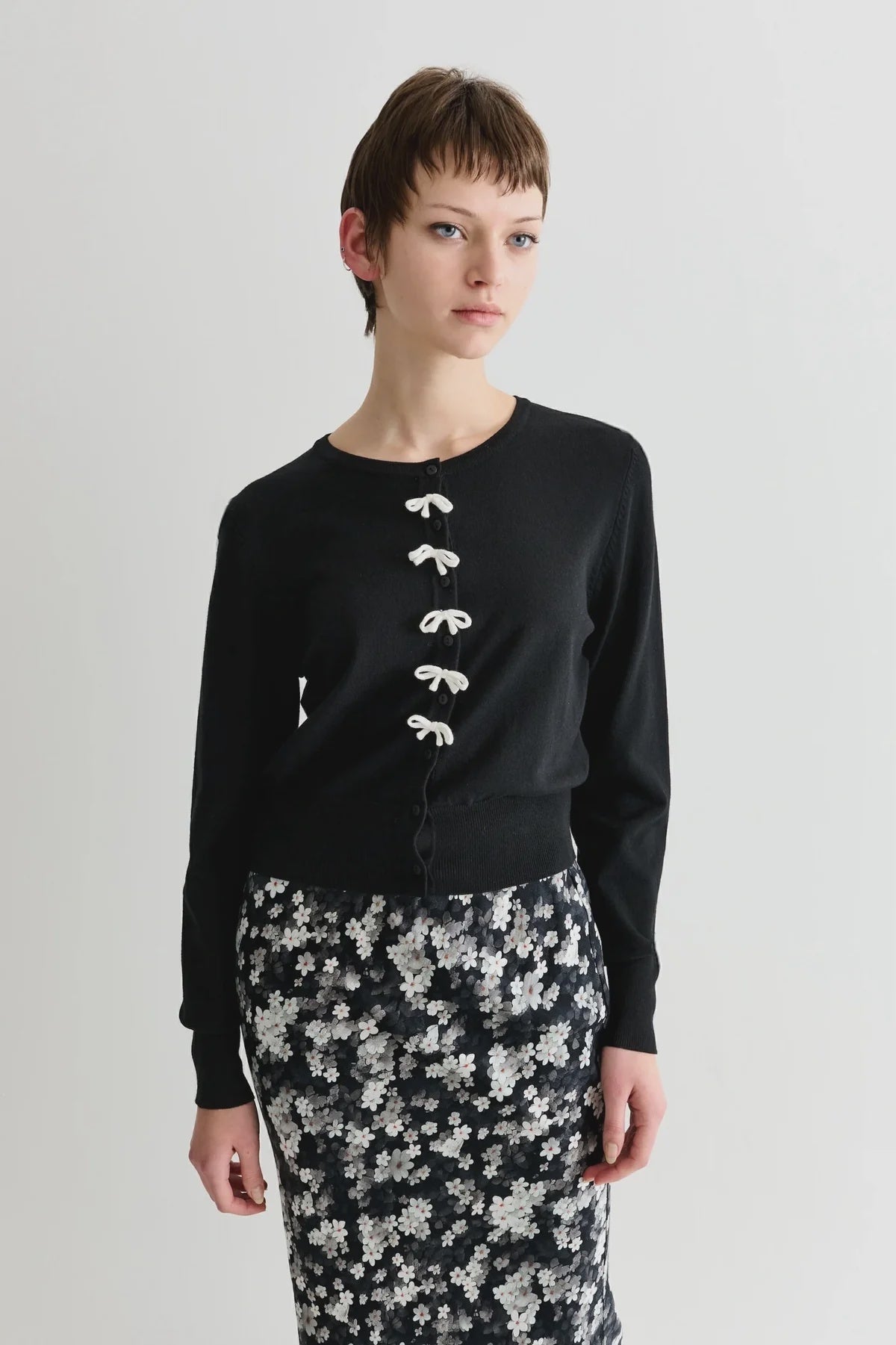Louche Ives Bow Trimmed Cardigan Black