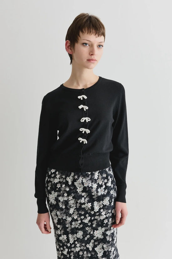 Louche Ives Bow Trimmed Cardigan Black