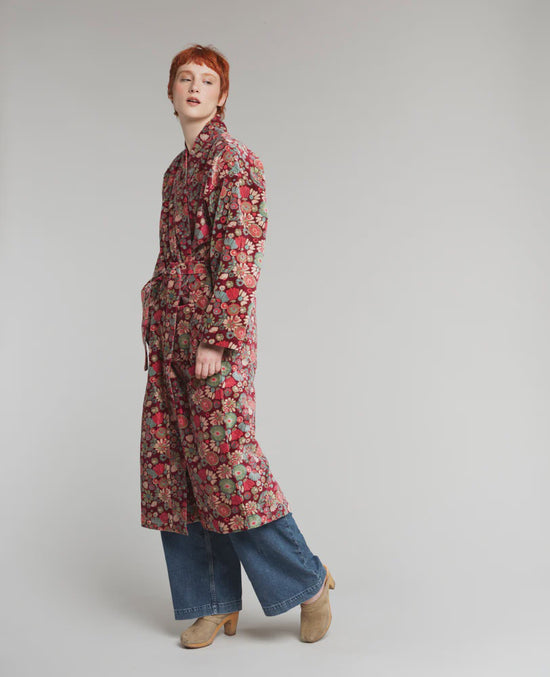 Les Touristes Velvet Kimono Dressing Gown Molly Burgundy