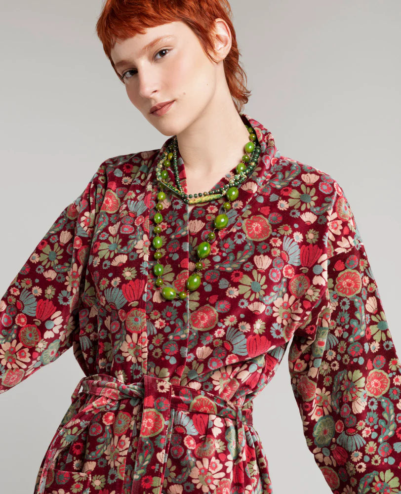 Les Touristes Velvet Kimono Dressing Gown Molly Burgundy
