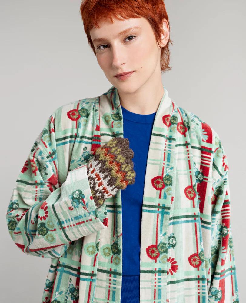 Les Touristes Velvet Kimono Dressing Gown Dundee Sauge