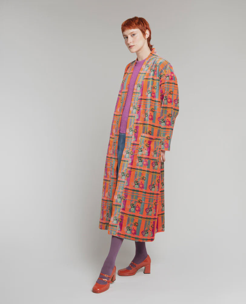 Les Touristes Velvet Kimono Dressing Gown Dundee Orange