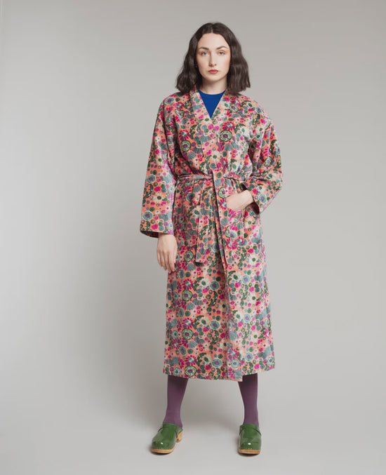 Les Touristes Velvet Kimono Dressing Gown Molly Coral