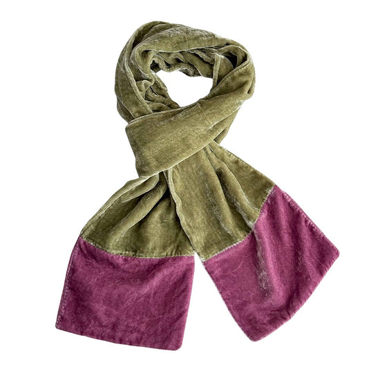Lua Velvet Contrast End Scarf Fennel - Precious Sparkle