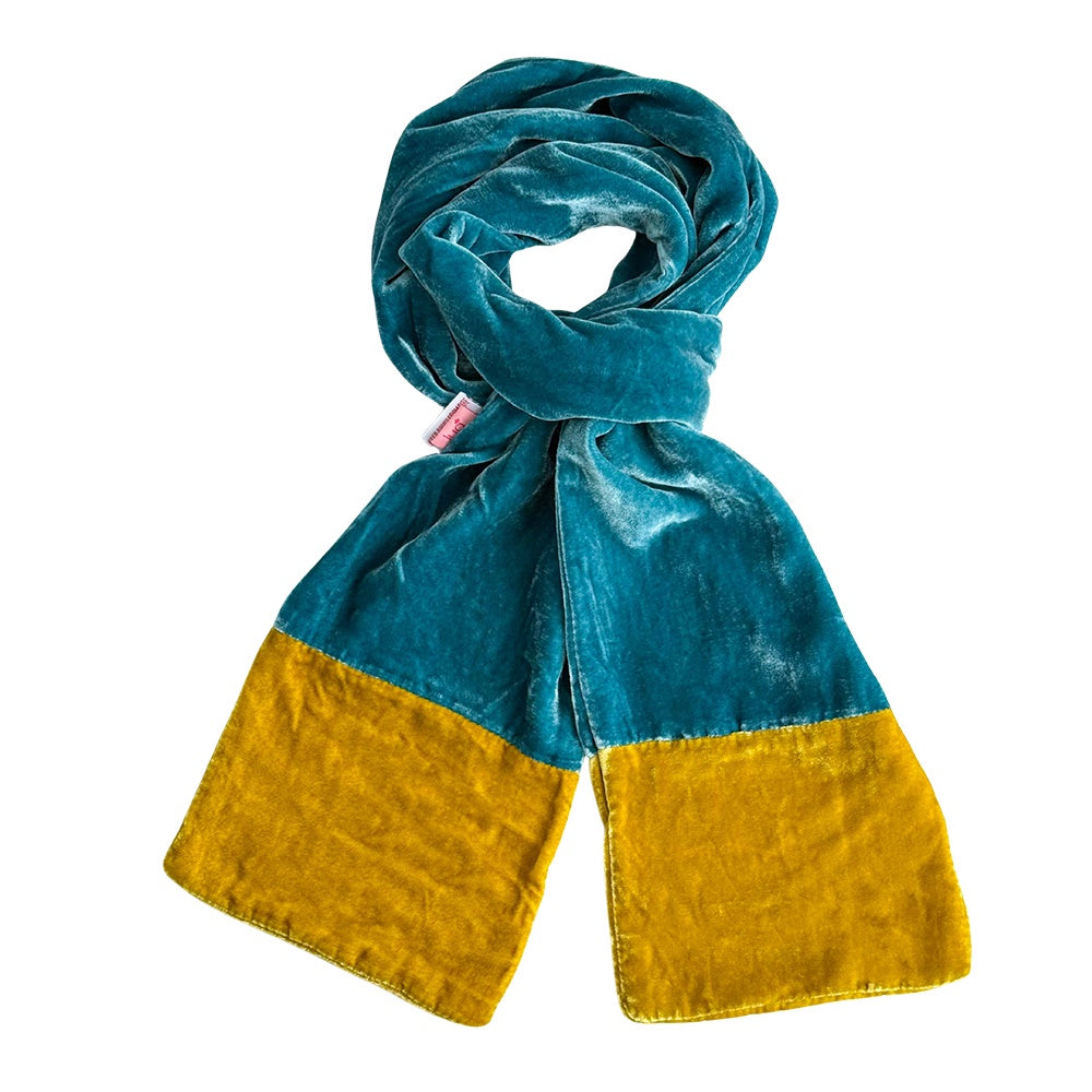 Lua Velvet Contrast End Scarf Teal - Precious Sparkle