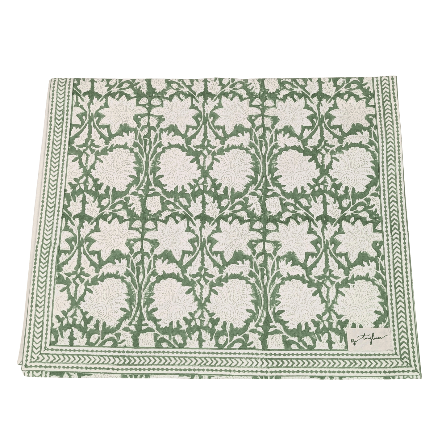 Emerald Green Block Printed Table Runner 45x150cm