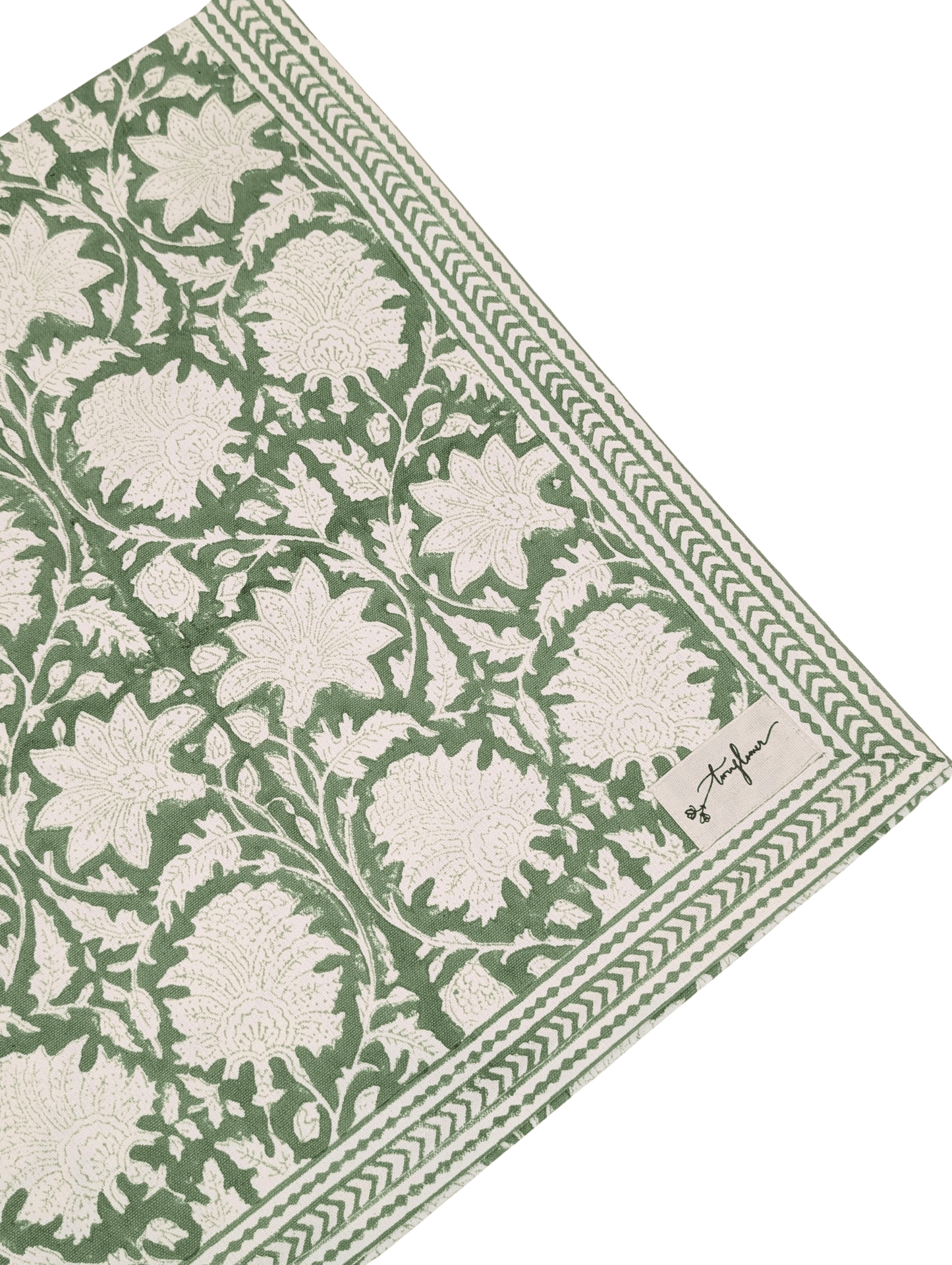 Emerald Green Block Printed Table Runner 45x150cm