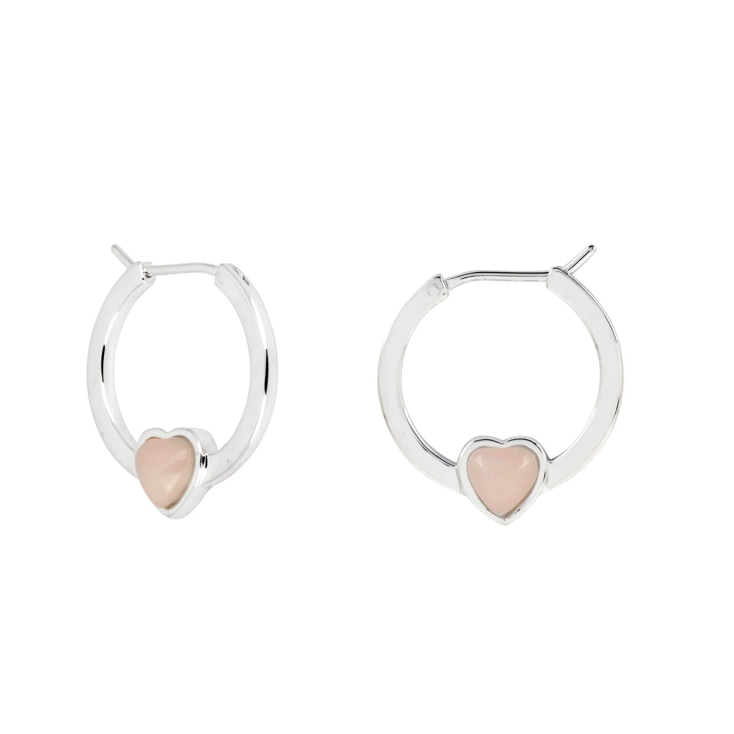 Vurchoo Studs of Hope Heart Hoop Earrings Silver Pink Opal - Precious Sparkle