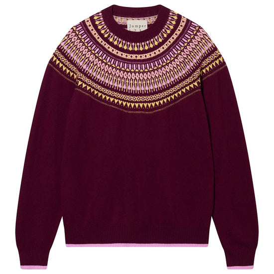 Jumper1234 Fairisle Burgundy Crew Knit