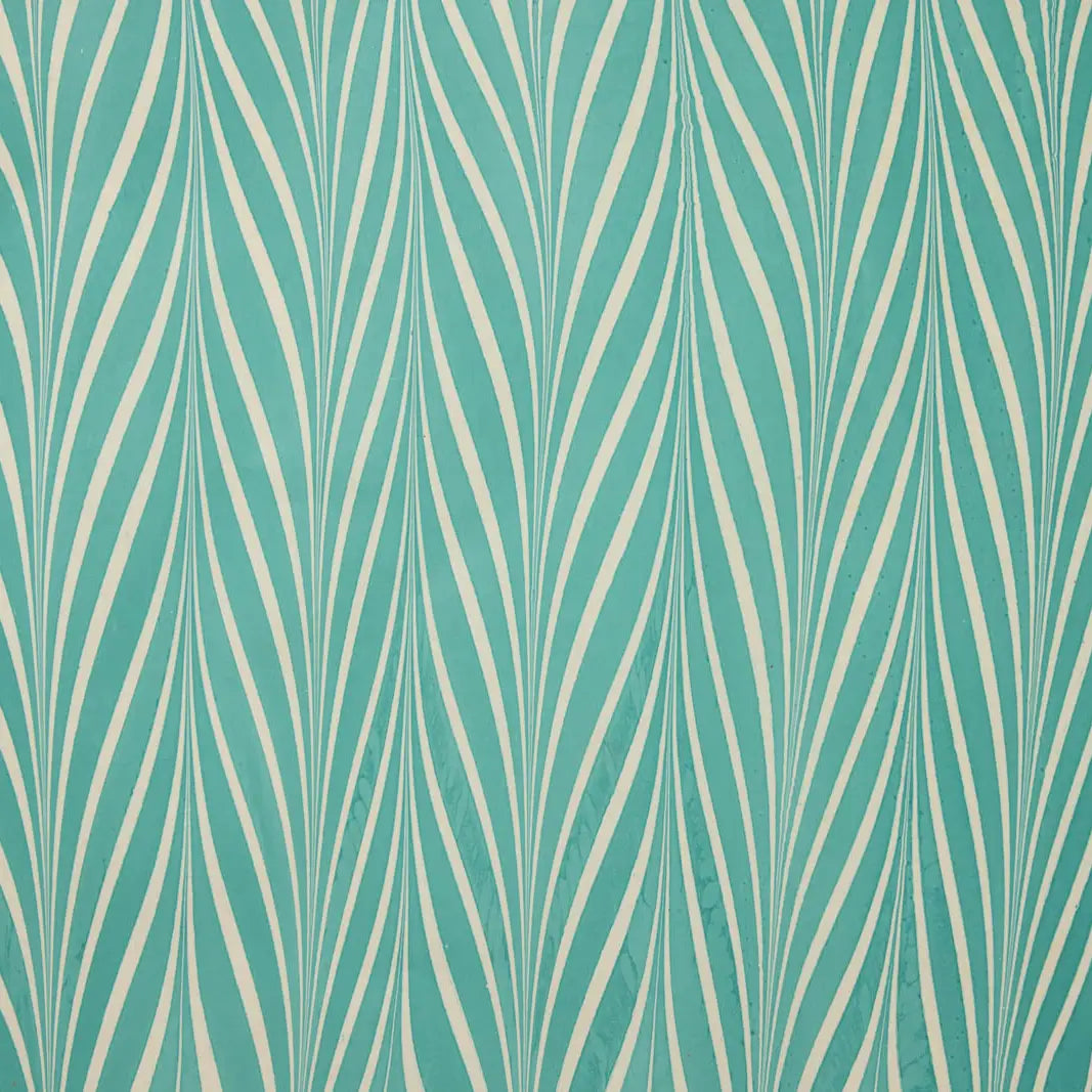 Paper Mirchi Hand Marbled Wrapping Paper - Candy Stripes Turquoise