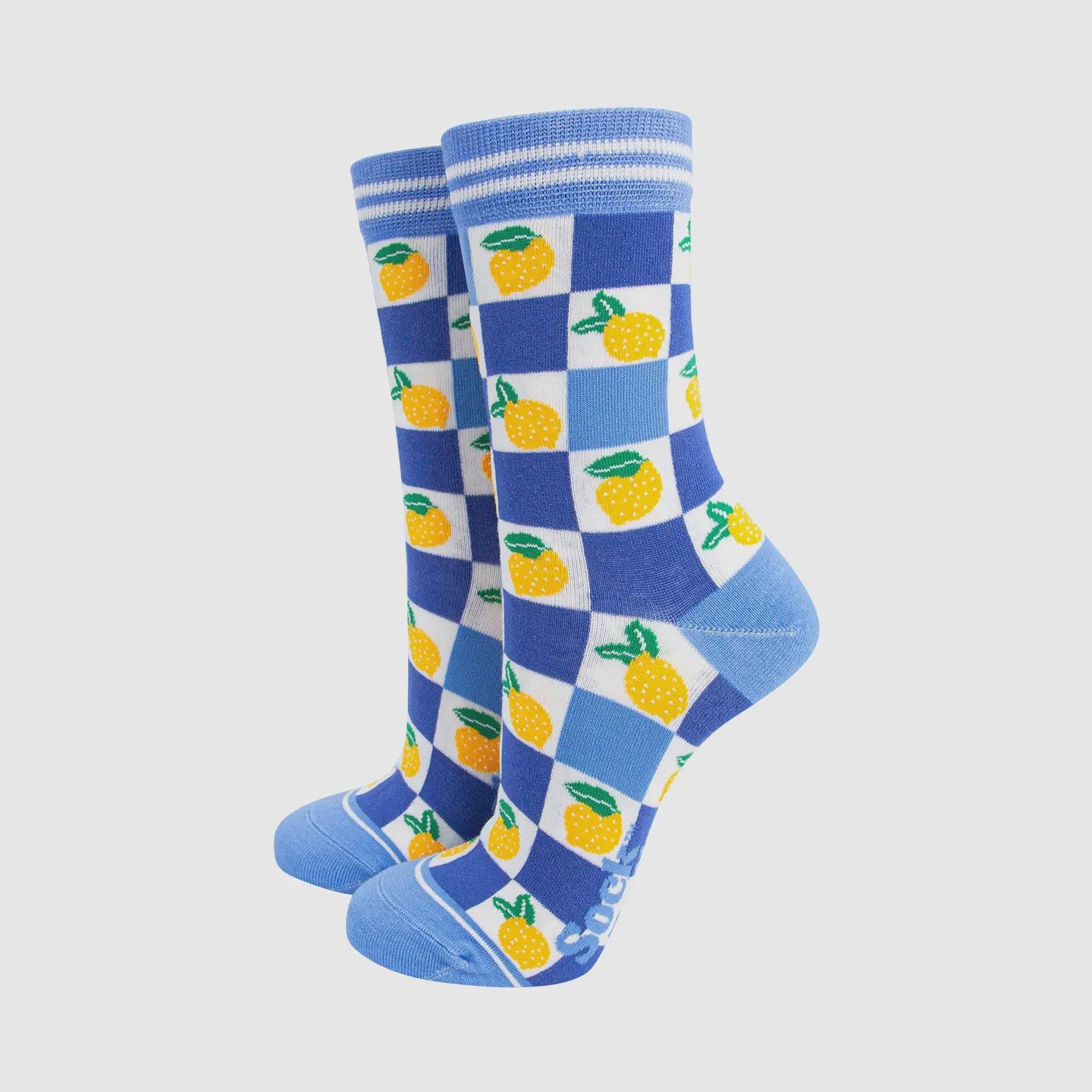 Sock Talk Lemon Checkerboard Bamboo Socks - Precious Sparkle