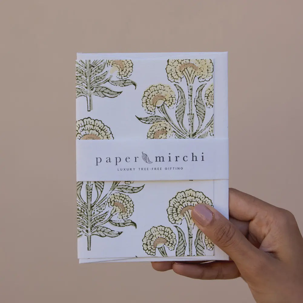 Paper Mirchi Block Printed Card Aurora Buttercream